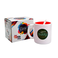 Coffee mug with unique mixed design, suitable for various drinks.