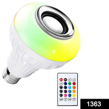 LED bulb with music sensor and remote control for multicolor lighting.