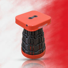 Retractable folding stool, compact and portable, ideal for fishing, camping, and garden use.