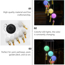 Colorful solar-powered wind chime for night decor