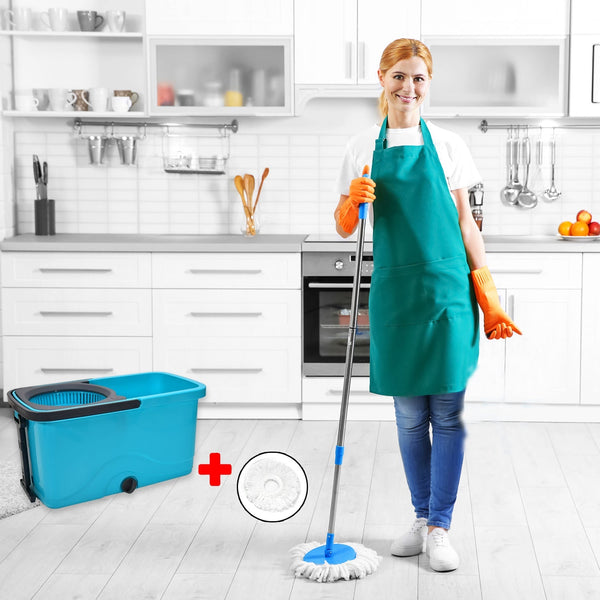 Spin mop with bucket for floor cleaning