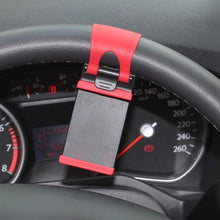 Compact car phone holder for steering wheel use